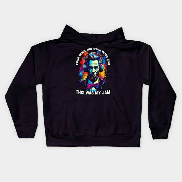 Patriotic Beats: Lincoln's 4th of July Jam - Independence Day Kids Hoodie by FuturisticPixel